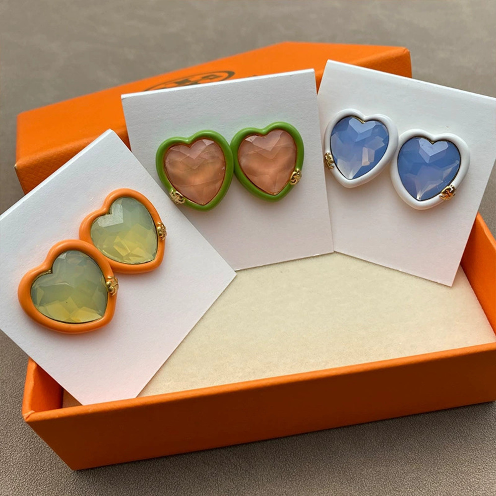 Tory Burch Heart Inlay Acrylic Earrings